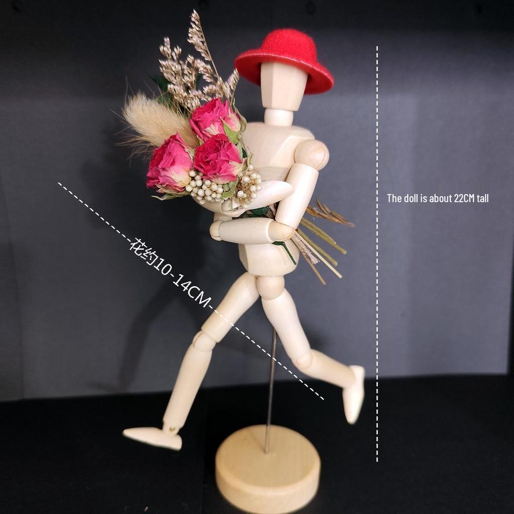 Jointed Wooden Puppet Doll: Handcrafted Human Body Ornament & Decompression Gadget.