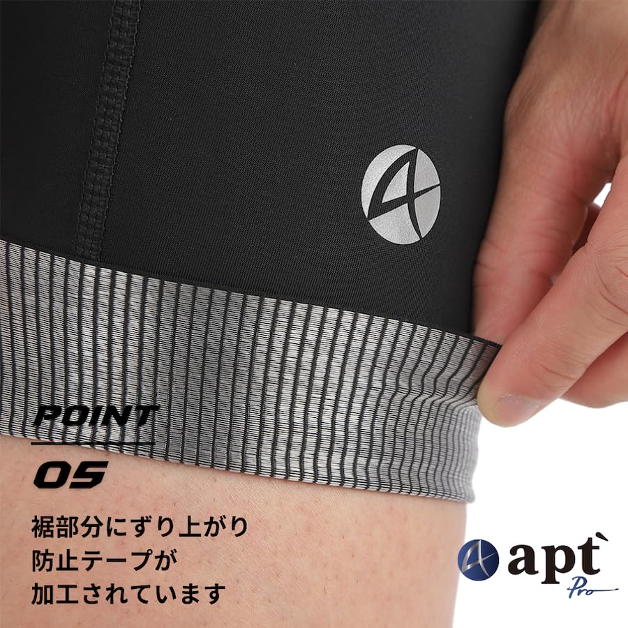 apt'-PRO Men's Summer Bib Shorts, 3D Padded, Sweat-Wicking, Quick-Drying, Breathable, with Pockets (JP, Alphabet, Small, Black)