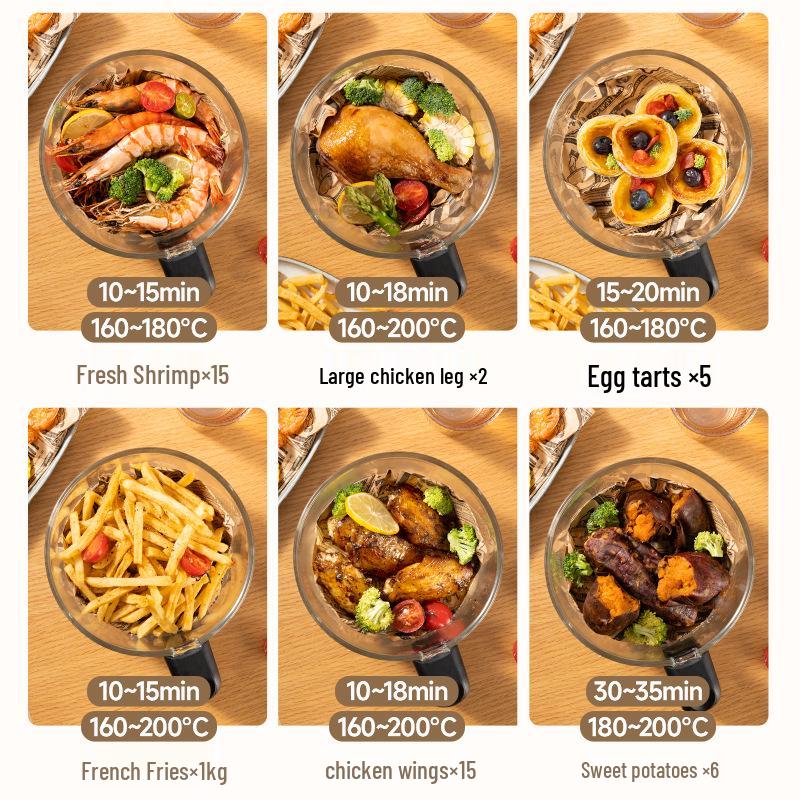 Lwell Transparenter Mini-Heißluftfritteuse aus Glas für 1-2 Personen - Ölfreier Elektrischer Frittierer für Pommes Frites