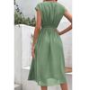 Women's Loose Casual V-Neck Belt Solid Color Dress Fashionable Dress Fashionable Dress