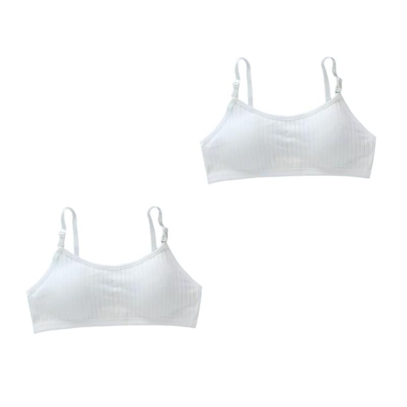 2PC Breathable Training Bra for Girls 9-13Years Teens Girl Skin-Friendly Built-Up Stretchy Sport Bra for Junior High School