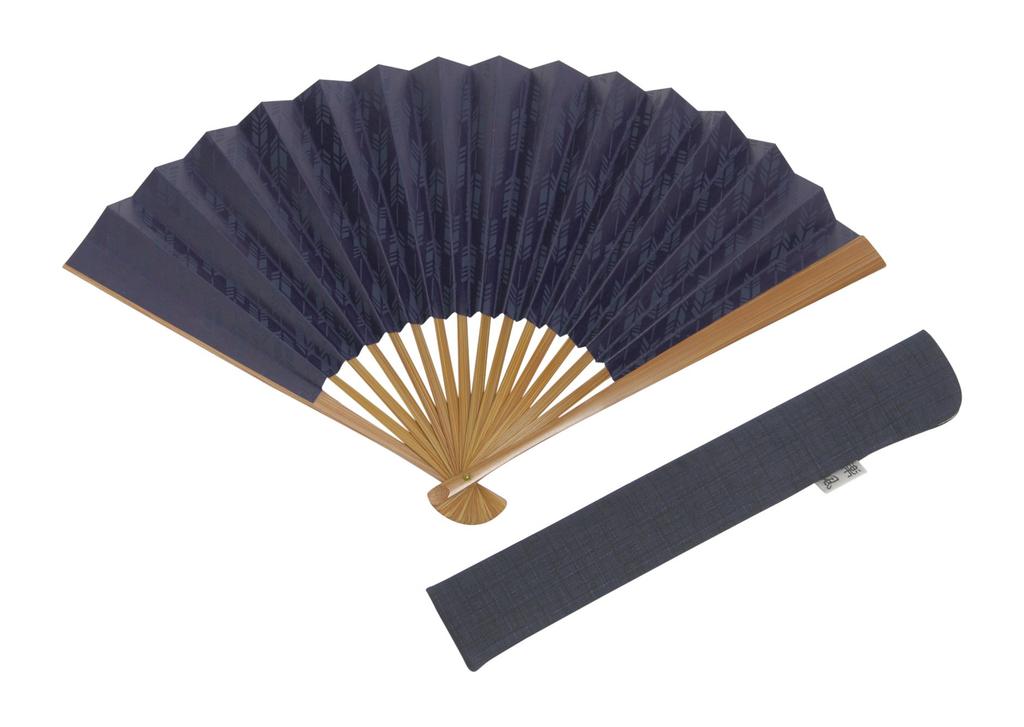 Large Arrow Kyoto Fan with Comes in a Wooden Made in Japan [Hasegawa] Fan, Size, Kasuri, Craftsman, Handmade, Bag, Box,
