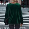 Women Swing Collar Long Sleeve Velvet Top