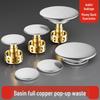 All-Copper Pop-Up Sink Basin Drain Plug & Cover