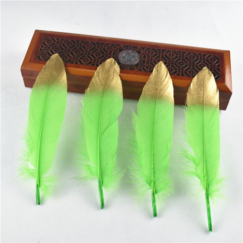 50Pcs Dip Golden Head Goose Feathers 15-20cm/6-8" Gold Feathers Natural Pheasant Feather for Crafts Assesoires Plume Decoration