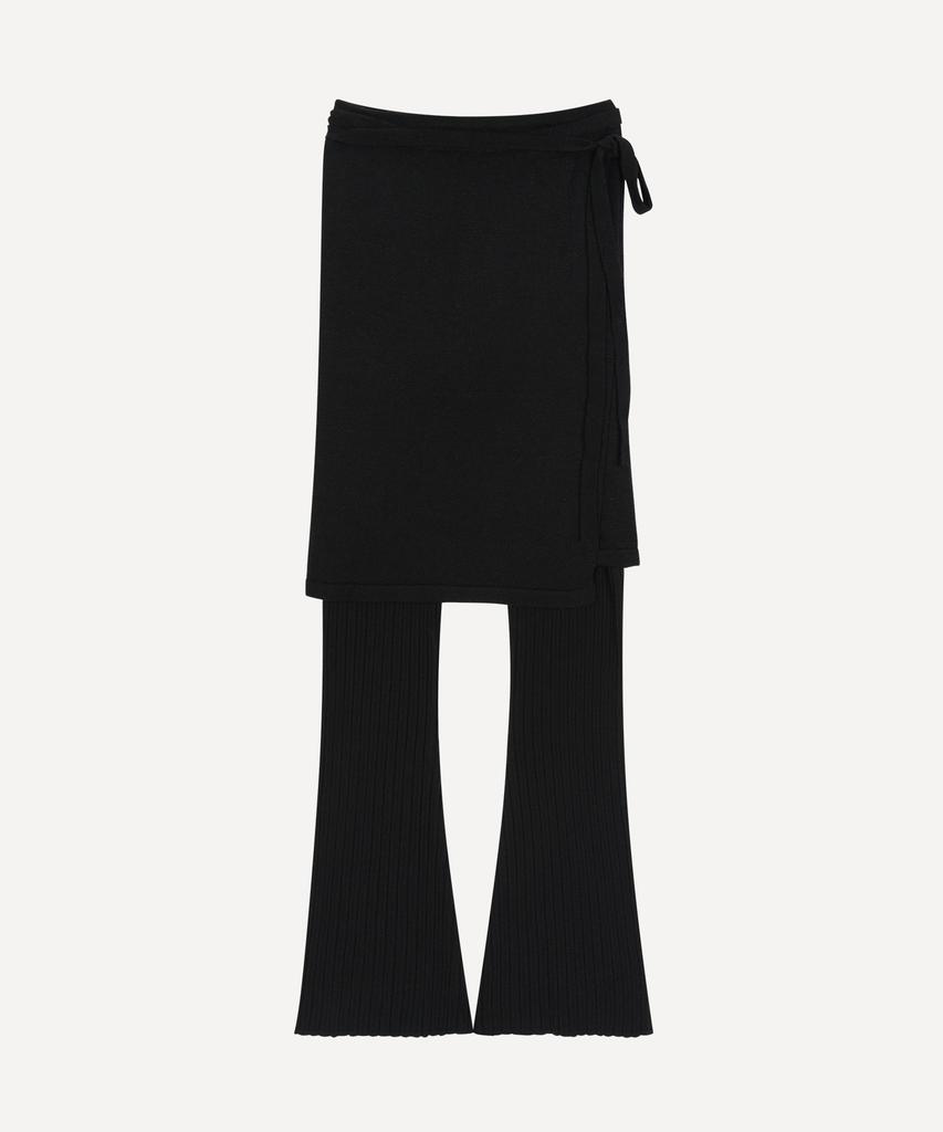 Daenkeudieo Layered Knit Wrap Set Pants - Black