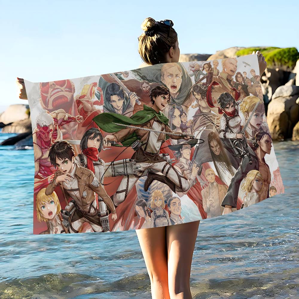 Anime A-Attack On Titan Small Microfiber Blanket Quick Drying Beach Towels Oversized Printing Super Absorbent Pool Towel Blanket