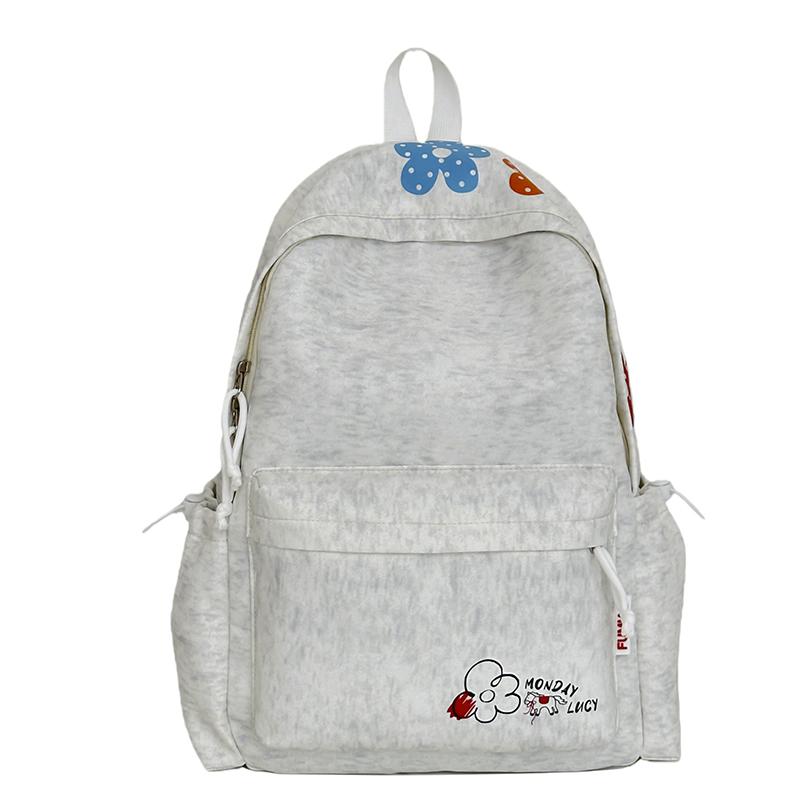Embroidery Printed Backpack Student Large Capacity Lightweight Backpack Small светло-серый