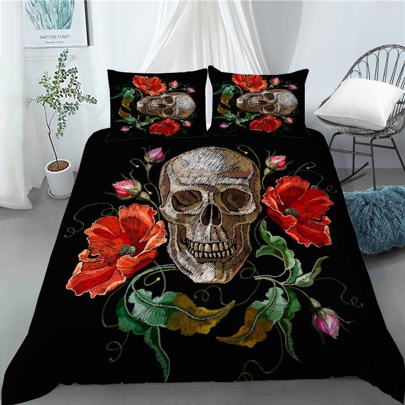 3D Red Poppy Duvet Cover King Queen Size Beautiful Flower Polyester Quilt Cover with Pillowcases Kids Adults Home Bedroom Decor