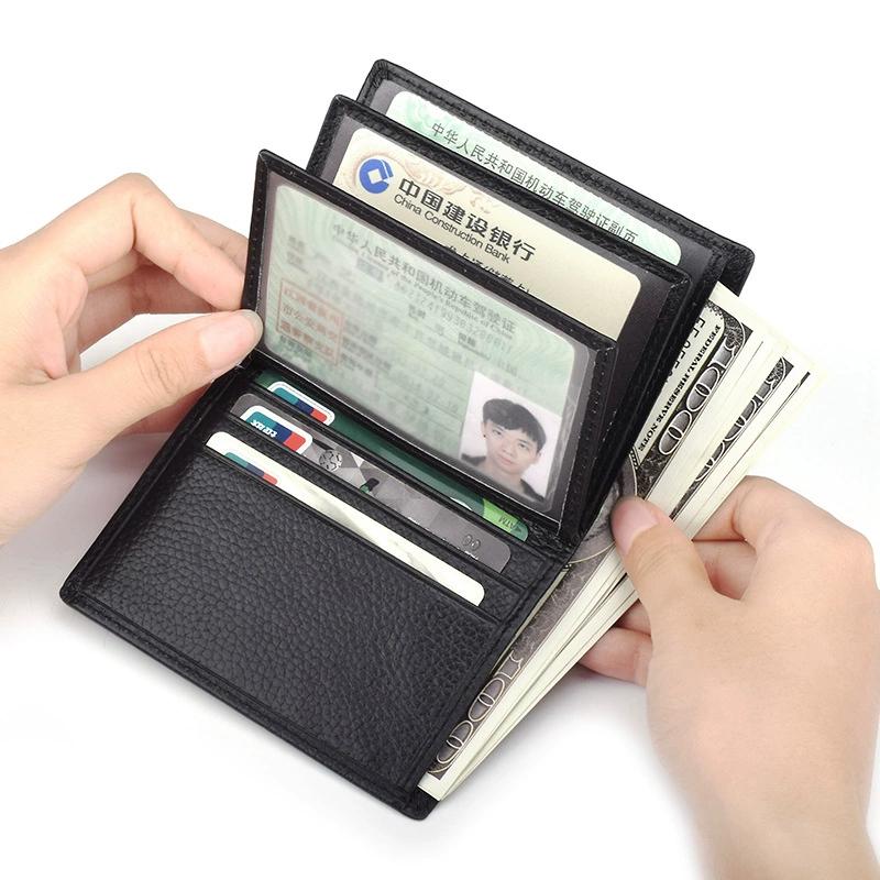 Classical Cowhide Leather Men's Wallets ID Credit Card Holders Short Coin Purses Money Bag Clip Driver License Cover