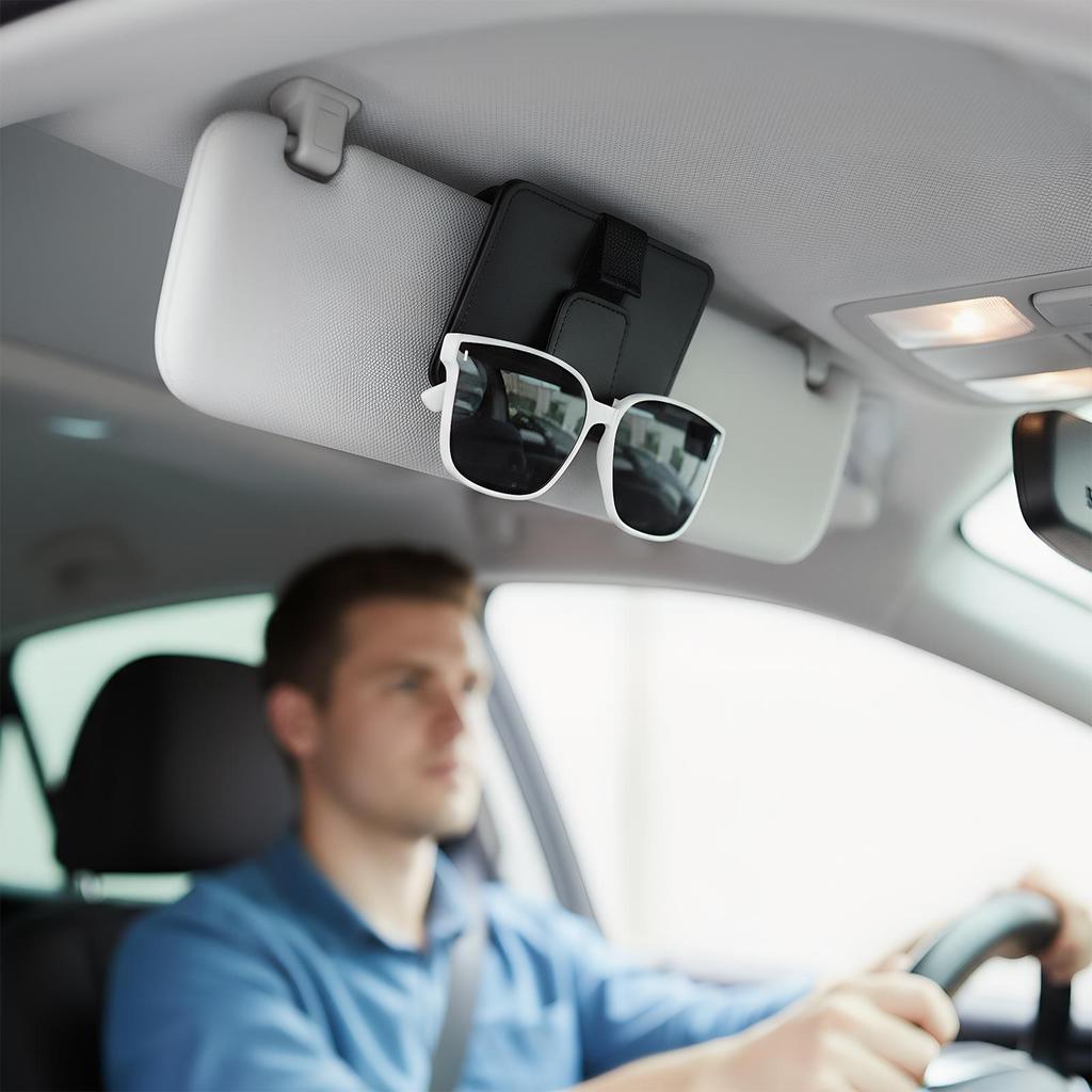 Pu Leather Car Sunshade Card Clip Sun Visor Organizer Multi-Pocket Holder Clip Panel Interior Sunglasses Storage Clip