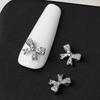 Ribbon Bowknot Nail Art Charms 3D Bow Nail Rhinestones Charm Silver Bowknot Nail Charms Nail Art Decor for Acrylic Nails