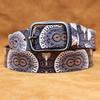 Genuine Leather Retro Owl Eyes Graffiti Print Belt - Vintage American, Japanese, Korean Style
