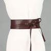 Women Fashion Solid Color Soft Faux Leather Wide Long Belt Self Tie Wrap Around Waist Girdle Dress Belts Bow Waistband