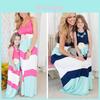 Elegante Vestido Maxi Casual Boho Listrado para Mãe e Filha para Combinações de Roupa