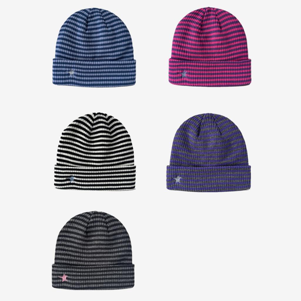 Autumn Winter Women Korean Fashionable Striped Wool Beanie Cap 5 Star Embroidery Knitted Beanie Cap