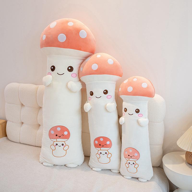 Cartoon Soft Mushroom Long Throw Pillow Plush Toy Doll Mushroom Doll Girl Sleeping Soothing Doll