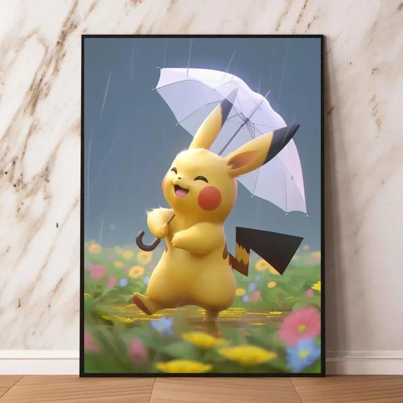 Pikachu Canvas Prints Cute Anime Poster Decor Paintings Modern Living Room Cartoon Character Picture Wall Decor Gifts