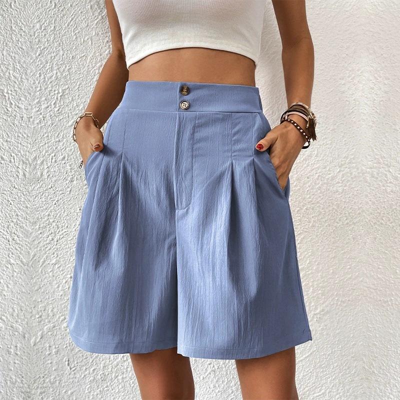 New Summer Loose Pants Wide-Leg Shorts Casual Women High-Waisted Knee - Length Shorts