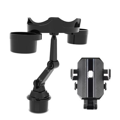 Car Cup Tray Holder Adjustable with Phone Slot Black Portable Strong Strength Auto Road Trip Accessories Type3