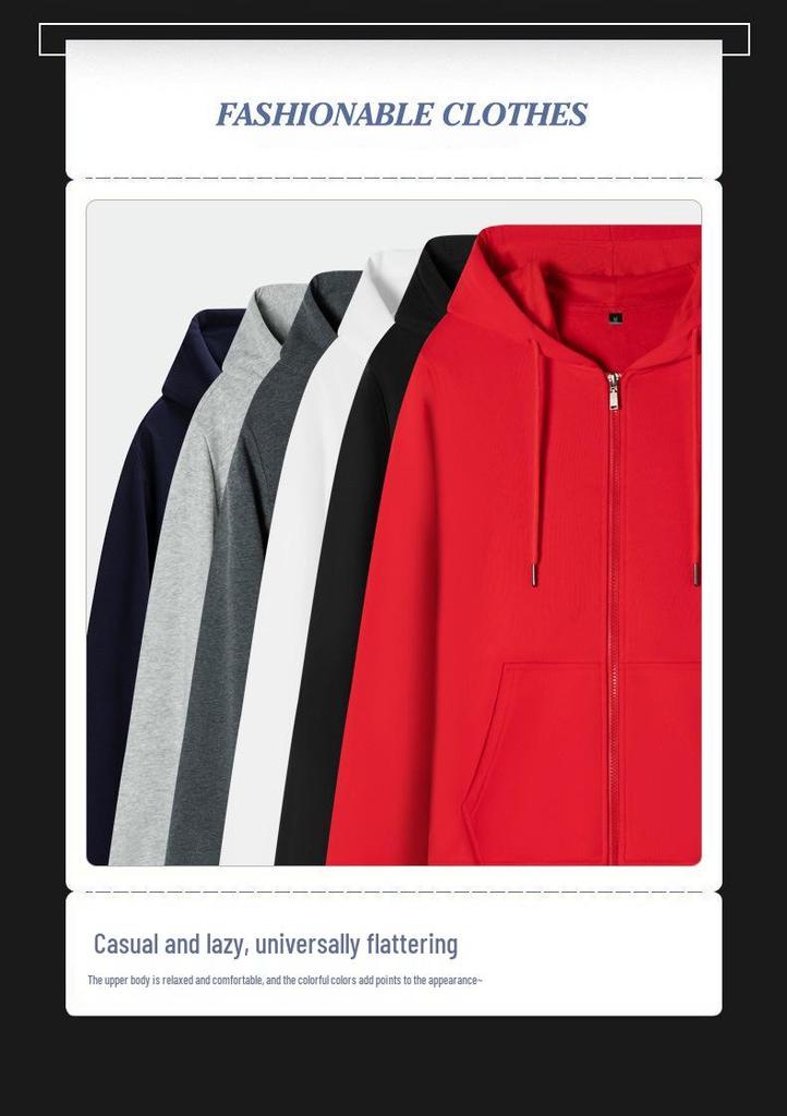 Unisex Baumwoll-Cardigan-Hoodie, Frühling/Herbst Unifarben, Lässige Jacke & Basisschicht für Paare