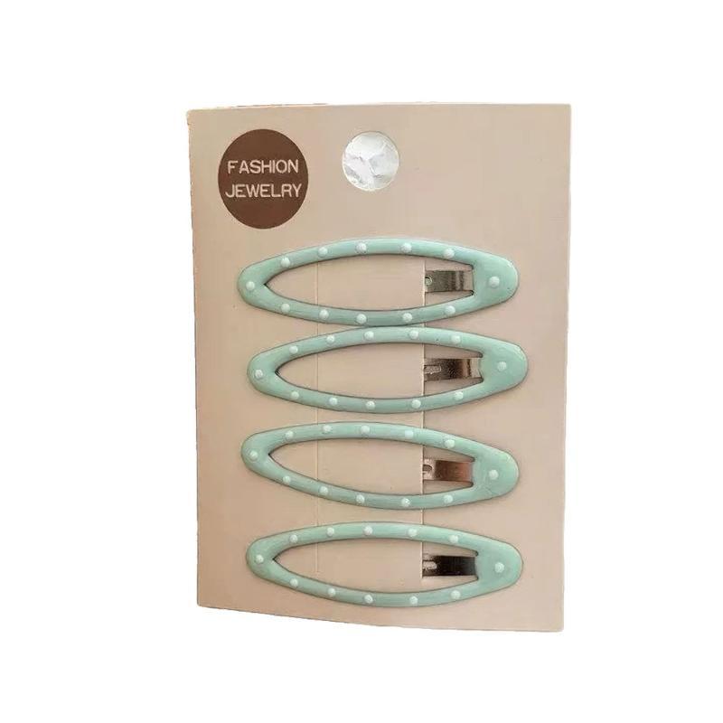4Pcs Aesthetic Polka Dot Oval Hairpins Seamless Soft Side Hair Clips Fashion Hair Accessories for Women Casual Wear