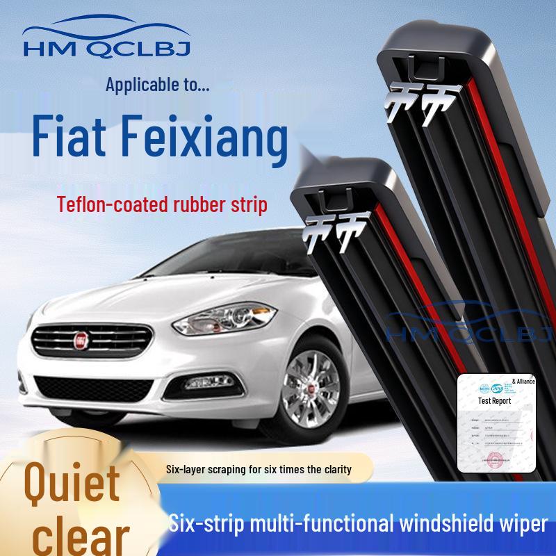 Universal Frameless Windshield Wipers for Fiat & Viaggio, U-Shaped, Multi-Functional, Double-Strip, 6-Layer Wiping Efficiency
