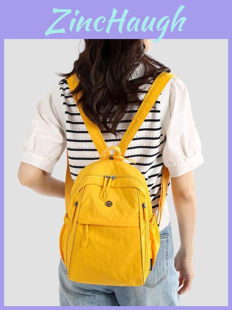 Outdoor Nylon Backpack With Arcshaped Shoulder Straps For Women Travelers