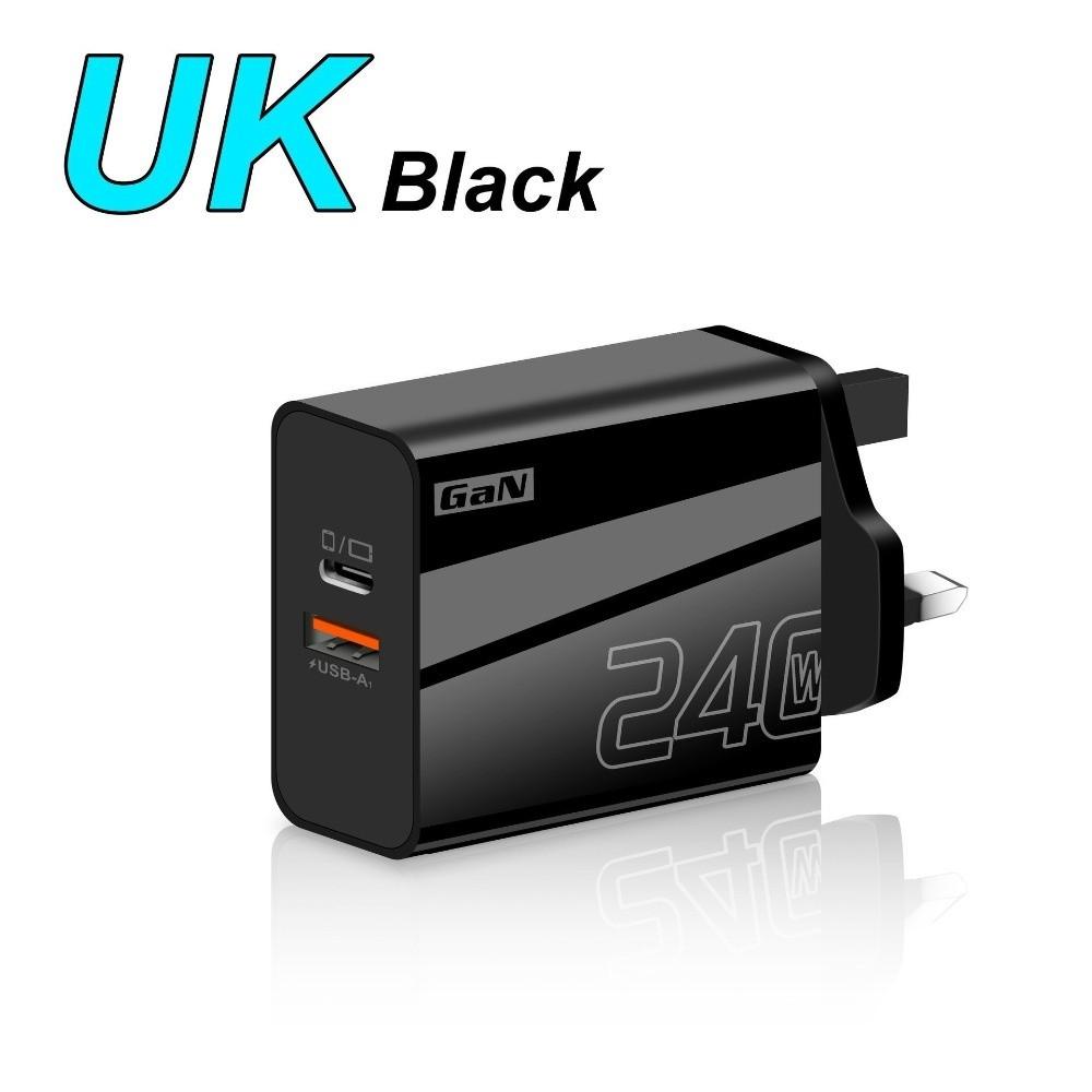 

EU/US/UK Phone Charger Adapter USB A+C Quick Charge Adapter for Huawei/Xiaomi/Samsung UK-Black
