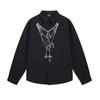 Mens Long Sleeve Casual Shirt With Chain Print Hip Hop Streetwear Loose Fit Cotton Button-Up Fall