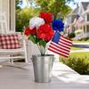 Yousheng Independence Day UV Resistant Faux Flowers, 4th of July Artificial Flower, 250th Anniversary Artificial Bouquet, Red White Blue Patriotic