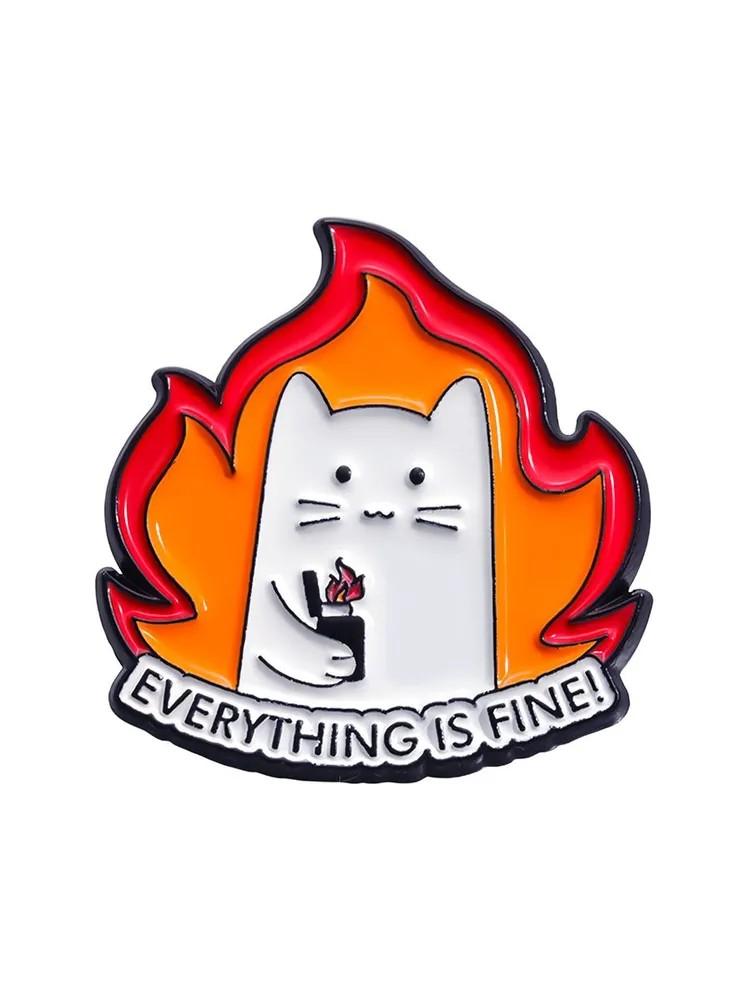 

Cute Cartoon Cat Brooch One Size червоний