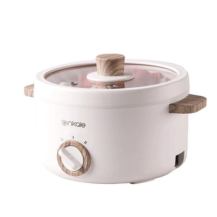 Multifunctional Electric Hot Pot: 1-2 Person Non-Stick Ceramic Glaze for Dorm Cooking and Quick Noodles.