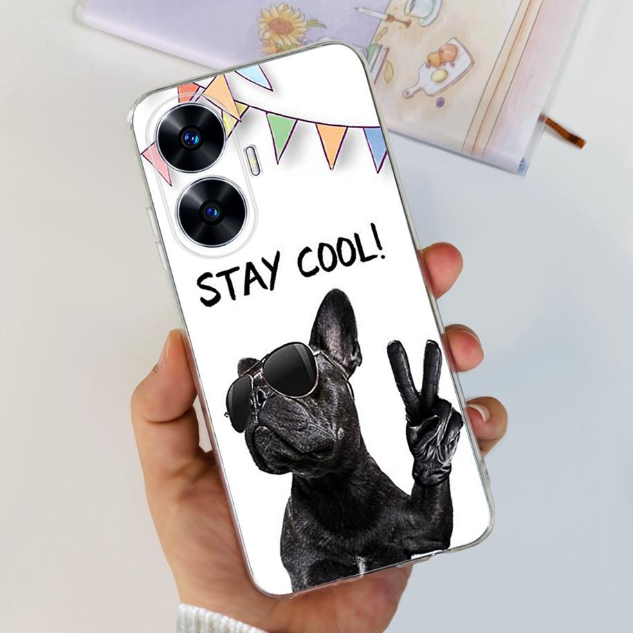 For Realme C55 4G Case 2023 Phone Cover Beautiful Flower Painted Soft Funda Clear Coque For Realme C55 2023 Bumper RealmeC55 Bag