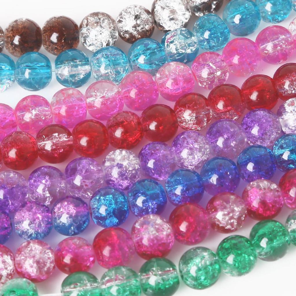 4/6/8/10mm High Quality Crackle Design Glass Beads Colorful Smooth Round Beads For Jewelry Making DIY Bracelet Necklace Earring