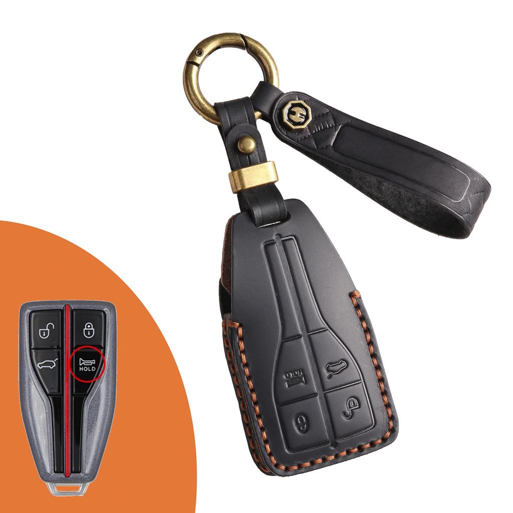 Premium-Schlüsselhülle aus echtem Leder für Hongqi HS5, H9, EQM5, HS7 – Retro, kreatives, handgefertigtes Design