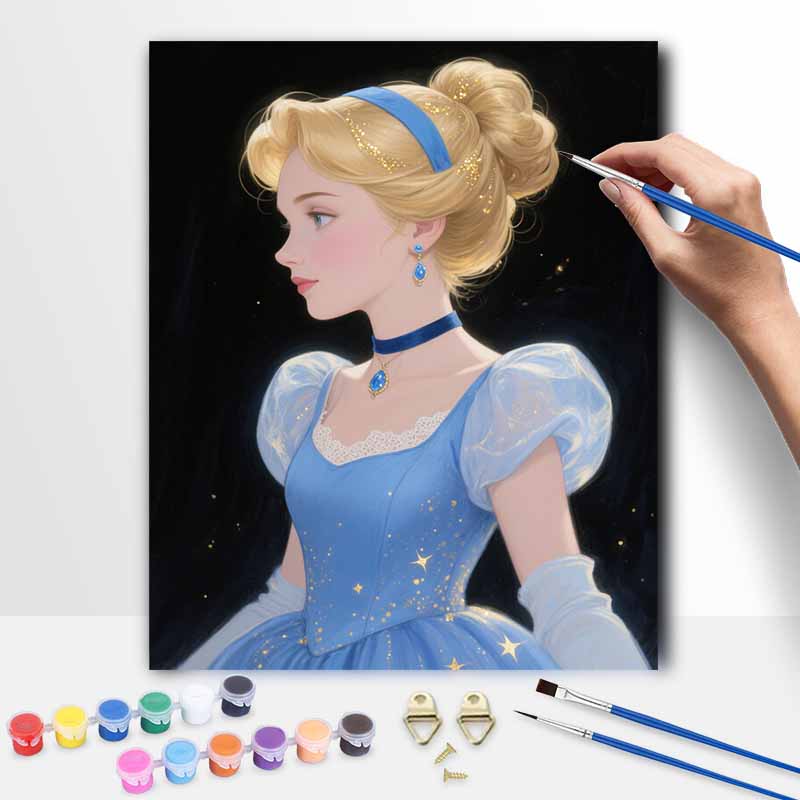 Disney Oil Painting Hand Painting Art Kit Princess Blue Dress Coloring Painting Handmade Diy Home Decoration Gift
