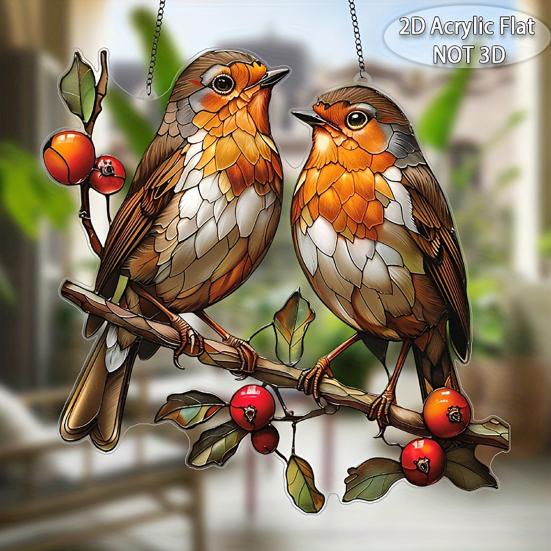 Colorful Bird Acrylic Hanging Decoration Indoor Outdoor Garden Yard Window Wall