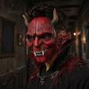 Aged Devil Costume Accessory Halloween Scary Demon Masque for Adults, Horror Red Full Comfortable Cosplay Mask Face Party, Haunted House, Prop