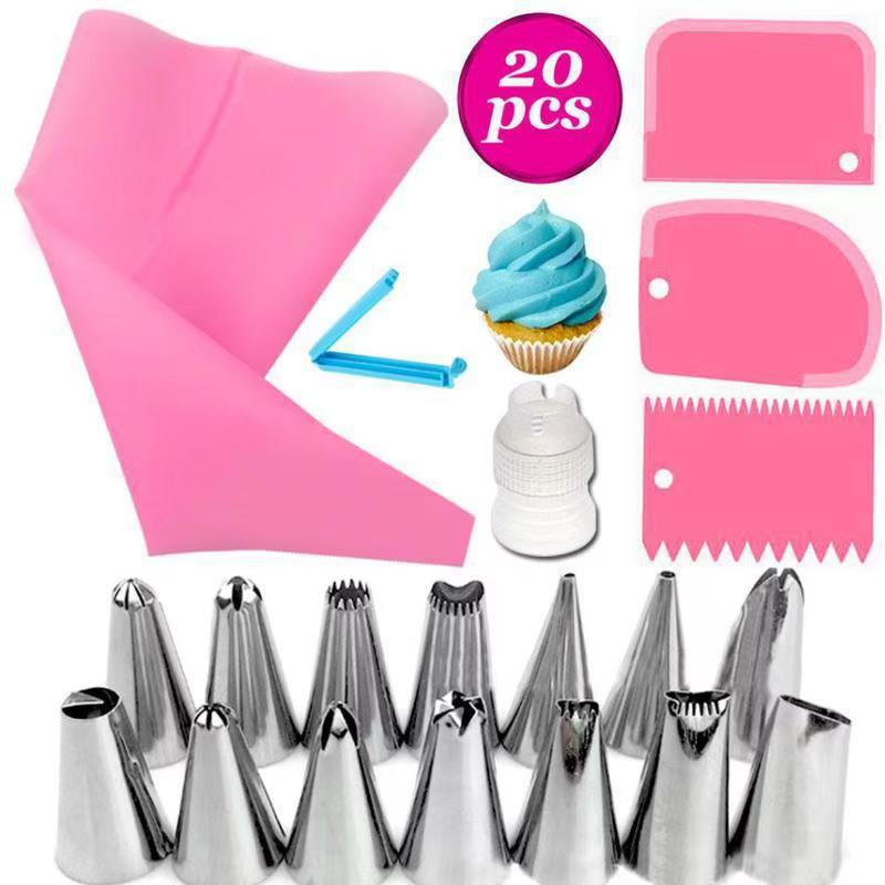 14/20 ks Sada zdobicích špiček pro zdobení krémem a polevou, DIY čokoládový krém, cukrářské potřeby na pečení, zdobení dortů, opakovaně použitelné cukrářské sáčky