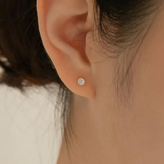 14k Round Cue Piercing (14k Gold) (Bar Thickness 1mm) PIB11