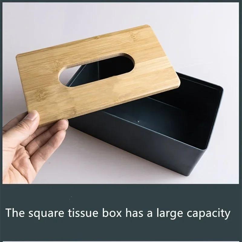 High Quality Tissue Box Napkin Holder Case Paper Box Container Bamboo Cover Solid Wood El Storage Box Home Table Decoration