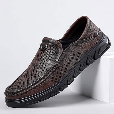 Italiaanse Zomer Holle Schoenen Heren Casual Luxe Merk Echt Leer Loafers Heren Ademende Bootschoenen Instappers Mocassins