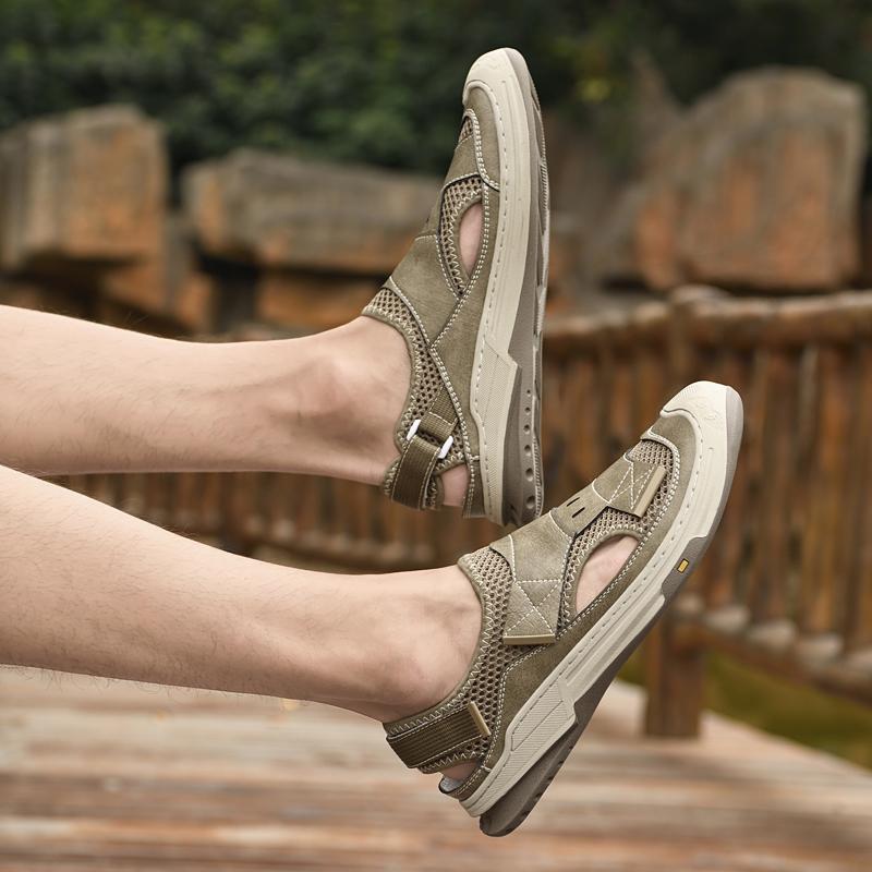 Nowe Męskie Wygodne Buty do Jazdy Wydrążone Luksusowe Sandały Skórzane Modne Buty Casual Męskie Uniwersalne Męskie Mokasyny Oddychające