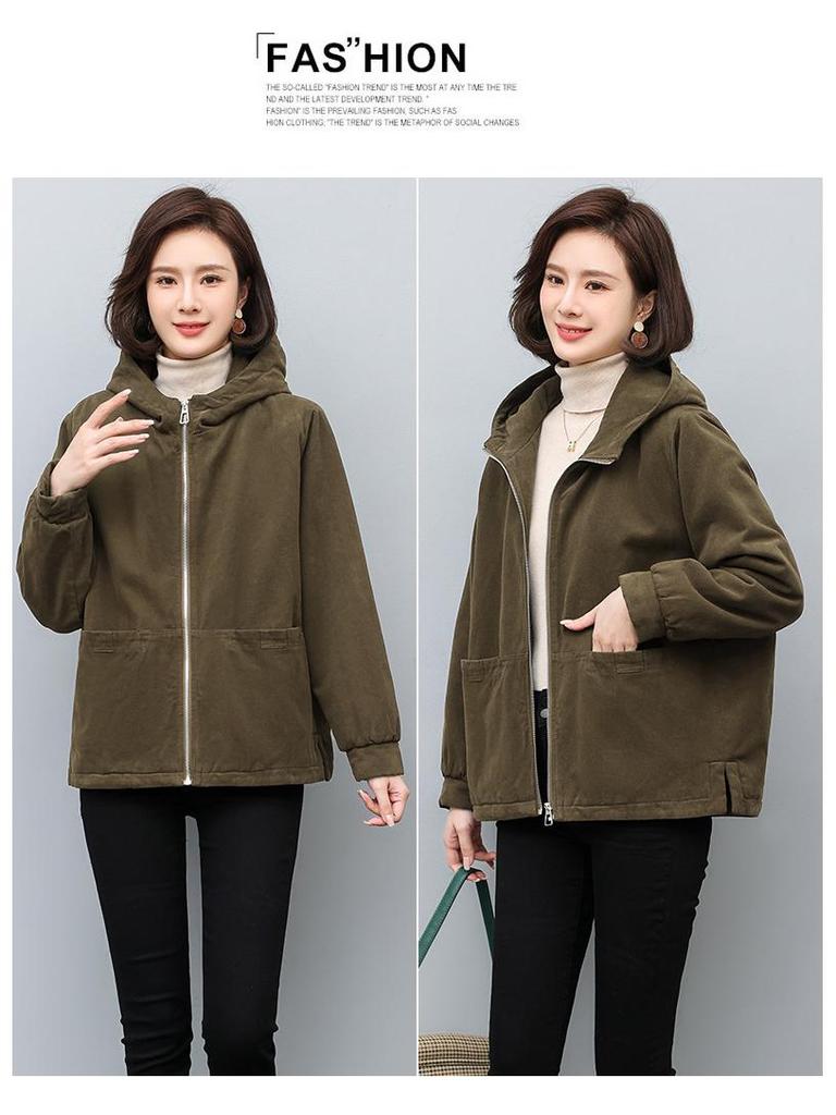 Women's 2024 Winter Korean-Style Loose Fleece-Lined Cotton-Padded Parka