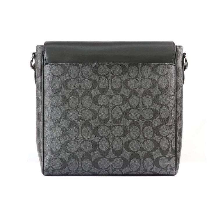 Coach Houston 27 Classic Monogram Flap Coated Canvas And Leather Messenger Bag Men Messenger Bag Black 573-QBMI5