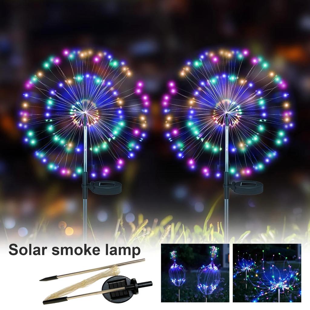 1 PC 60 LEDs Outdoor DIY Lights 8 Lighting Modes Solar Fireworks Lights Courtyard Garden Patio Lawn Landscape Lights
