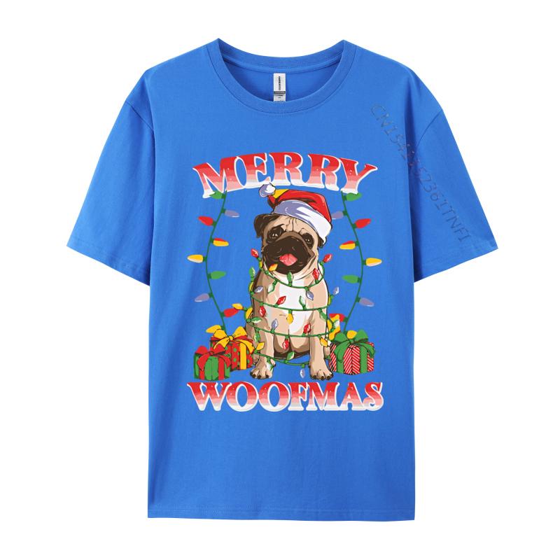 New Tshirt Merry Woofmas Christmas Santa Pug T Shirts Graphic New Trend Tops Mens Clothing Plus Size