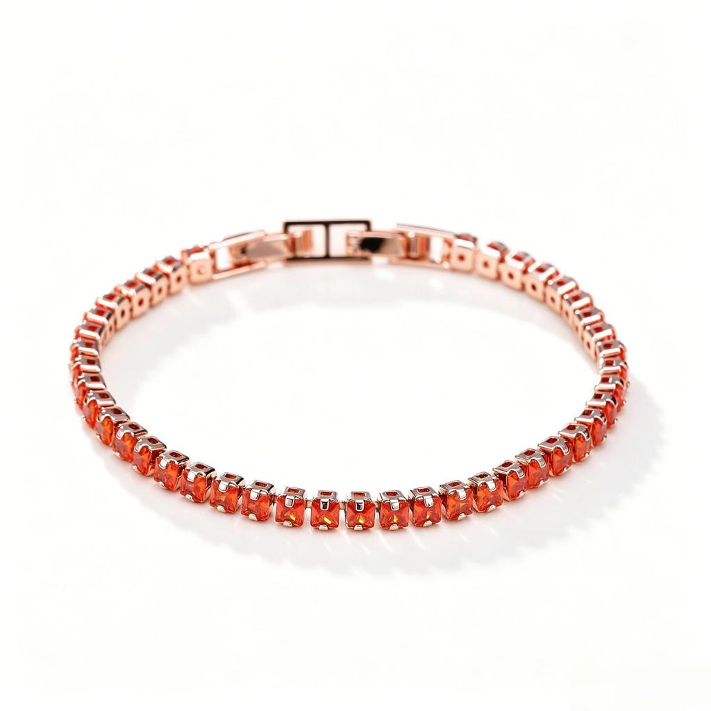 Round Color Zirconium Tennis Bracelet Single Row Full of Diamonds Color Zircon Bracelet Light Luxury Fashion Commuter Versatile Jewelry 2026