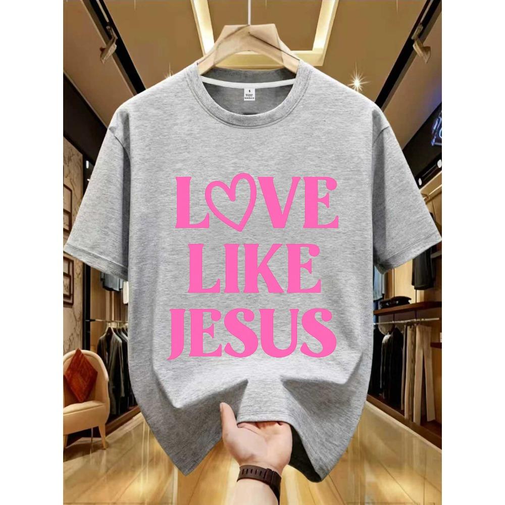 Short Sleeved Jesus Loves You Bible Quotes Fashion Print Women's Comfortable Men's and Women's T-shirts